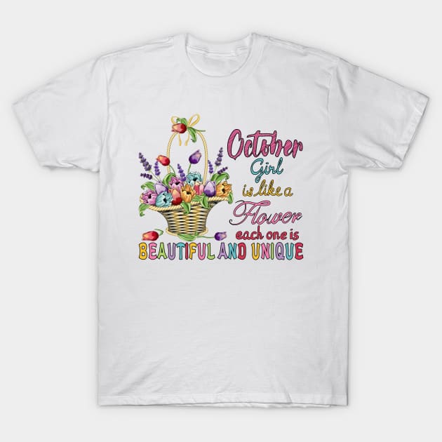 October Girl - Flower Basket T-Shirt by Designoholic